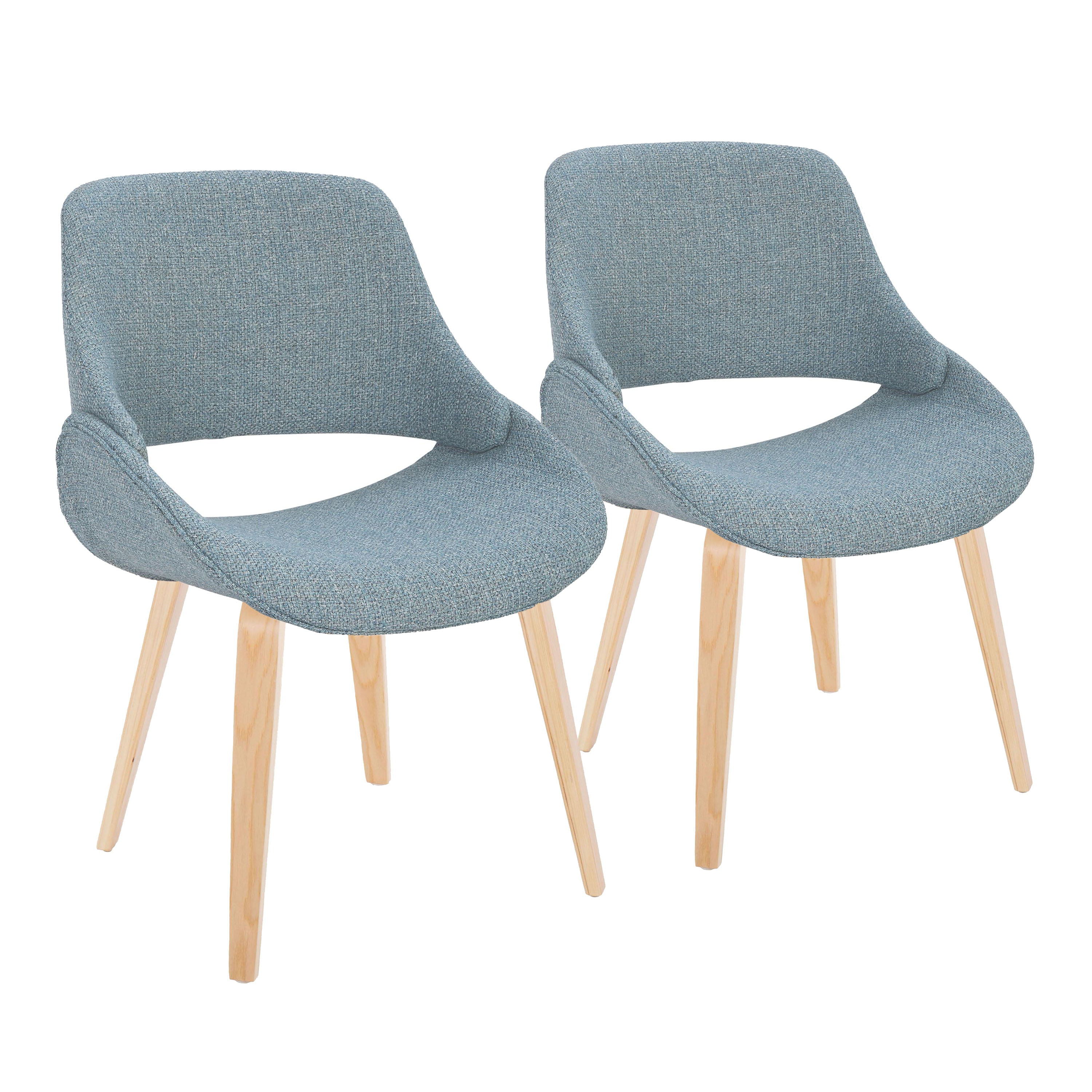 Fabrico - Mid-Century Modern Dining Chair (Set of 2) - Natural / Blue