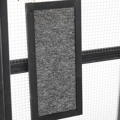 Outdoor Cat House, Diy Cat Enclosure With Double Enter Doors - Black Brown