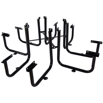 Square Outdoor Steel Picnic Table, With Umbrella Pole - Black