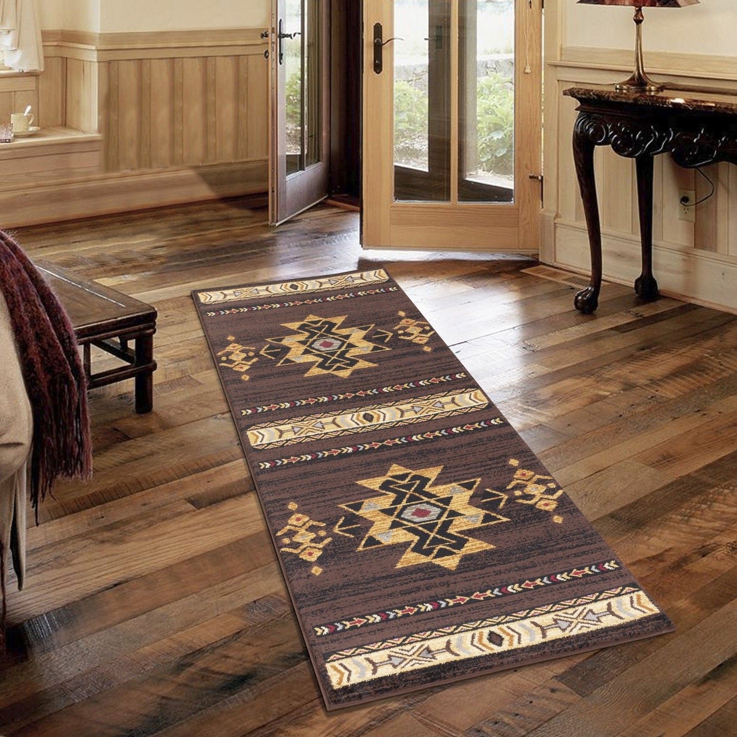 Tribes - 2'7" X 7'3" Southwest Area Rug - Brown