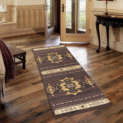 Tribes - 2'7" X 7'3" Southwest Area Rug - Brown
