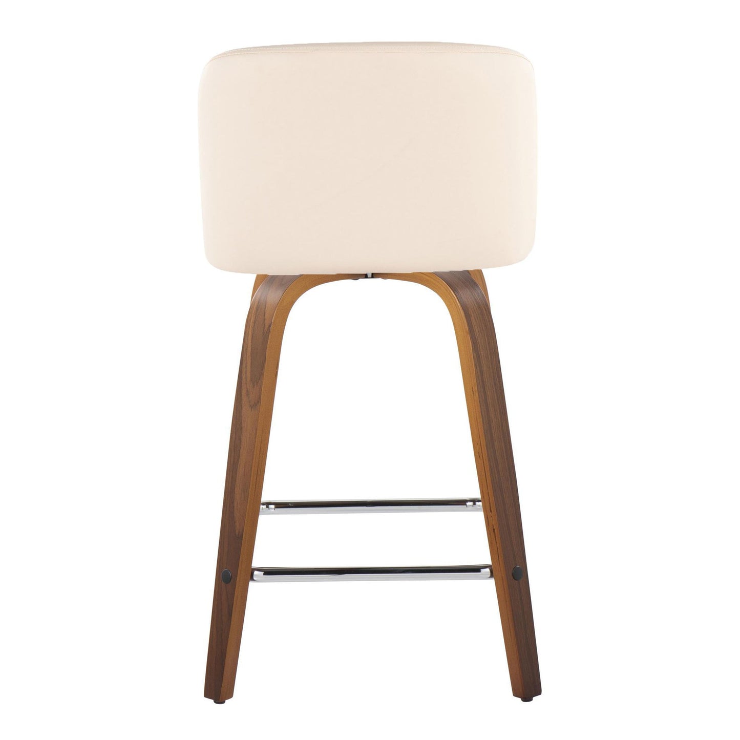 Toriano - Mid-Century Modern Fixed Height Counter Stool & Swivel And Square Footrest (Set of 2) - Walnut / Cream