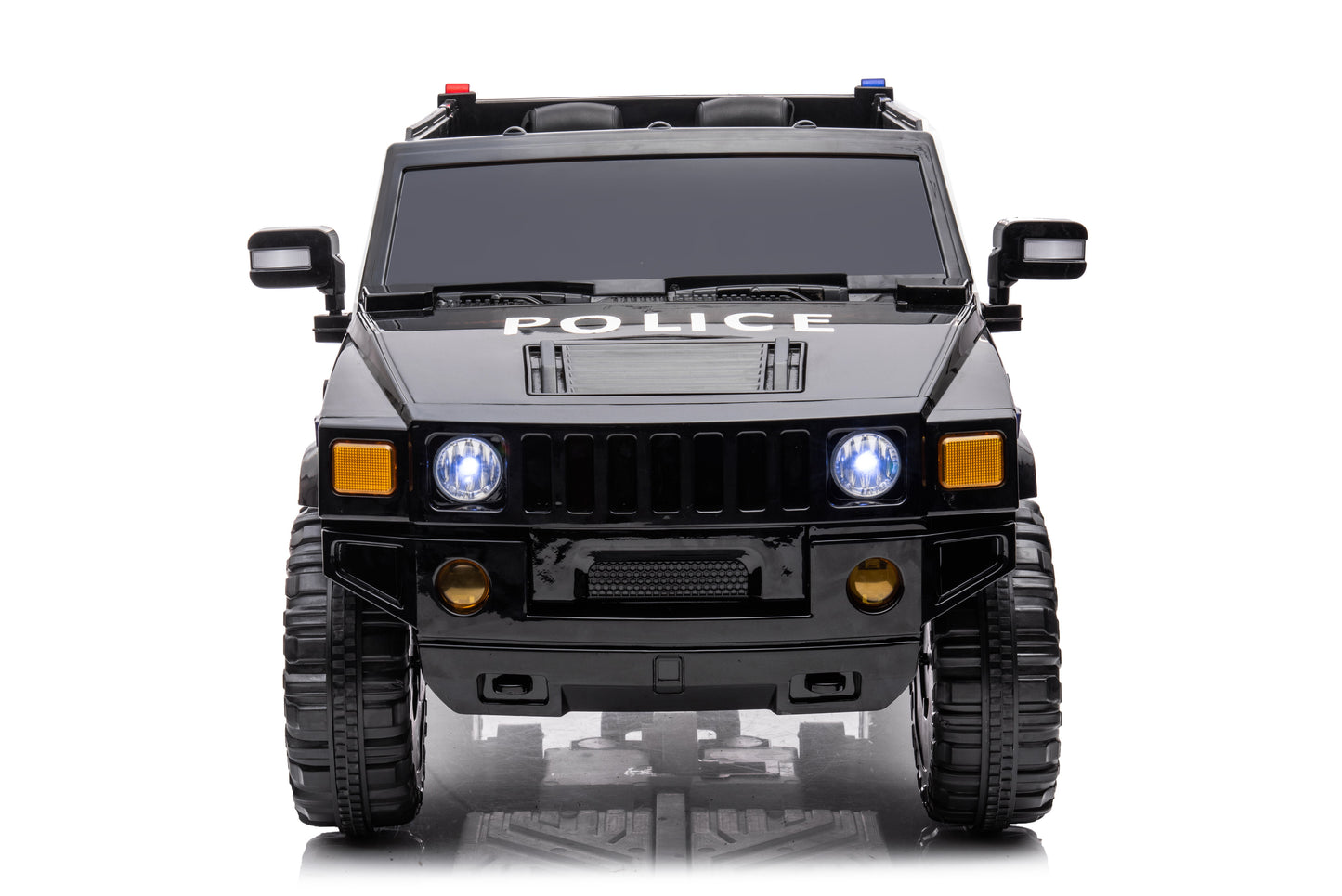 12V7A 30W*2 Four-Wheel Drive Leather Seat One Button Start, Forward And Backward, High And Low Speed, Music, Front Light, Power Display, Two Doors Can Open, 2.4G R / C, Seat Belt Four Wheel Absorber - Black