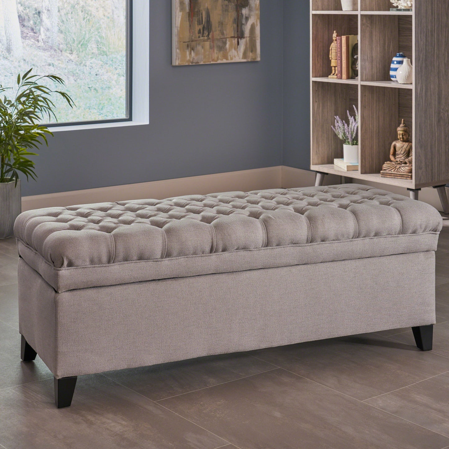 Juliana - Storage Ottoman Fabric - Light Gray