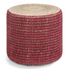 Larissa - Round Braided Pouf - Natural / Maroon