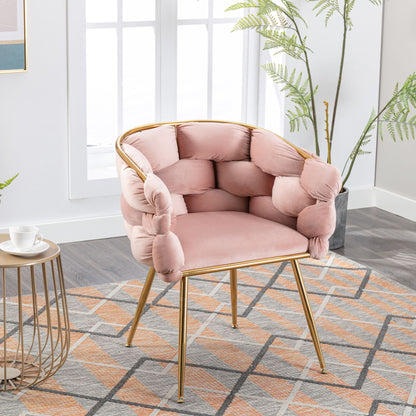 Luxury Modern Simple Leisure Velvet Single Sofa Chair Bedroom Lazy Person Household Dresser Stool Manicure Table Back Chair - Pink