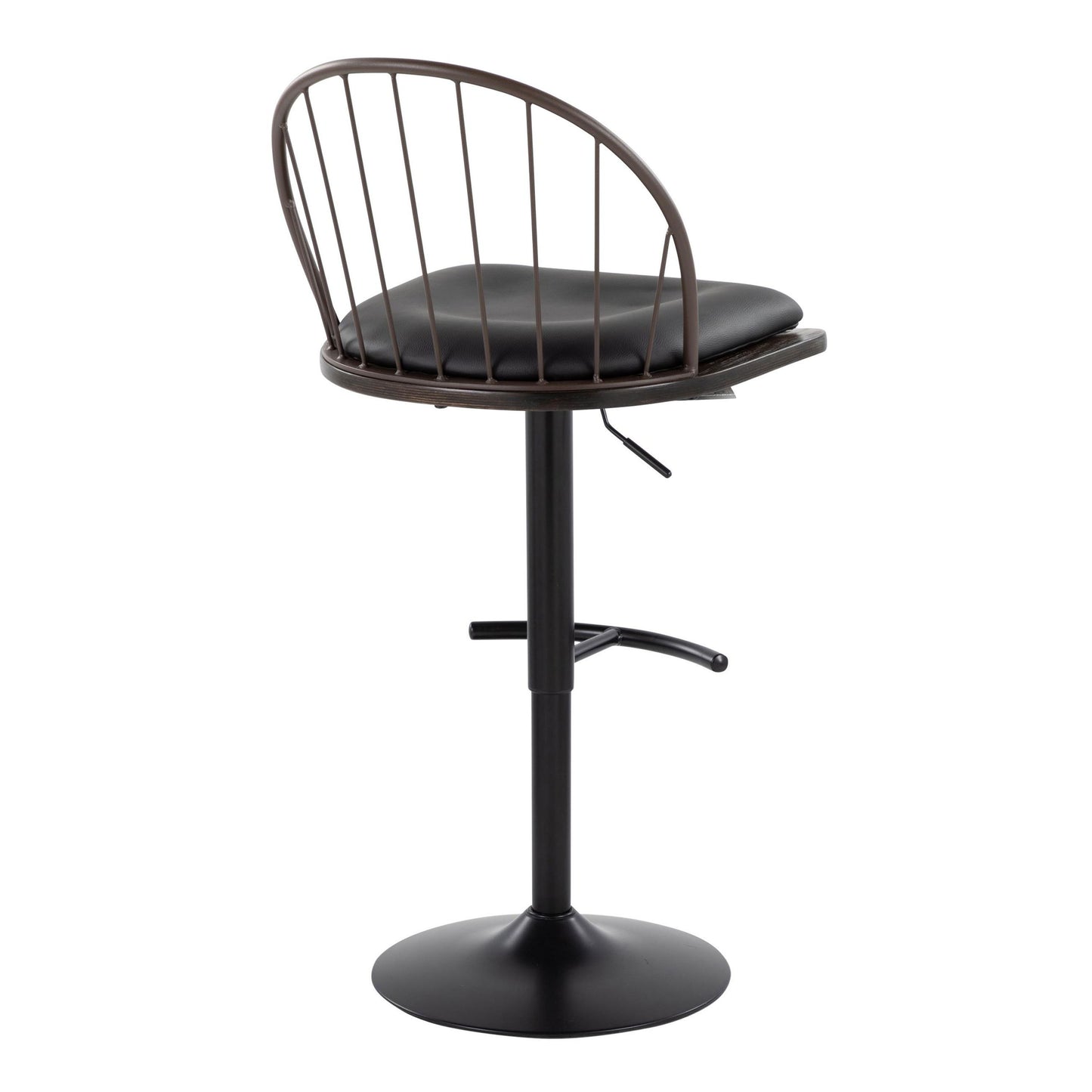 Riley - Farmhouse Adjustable Height Barstool With Swivel With Rounded T Footrest (Set of 2) - Black / Bronze / Dark Walnut / Brown