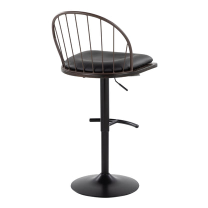 Riley - Farmhouse Adjustable Height Barstool With Swivel With Rounded T Footrest (Set of 2) - Black / Bronze / Dark Walnut / Brown
