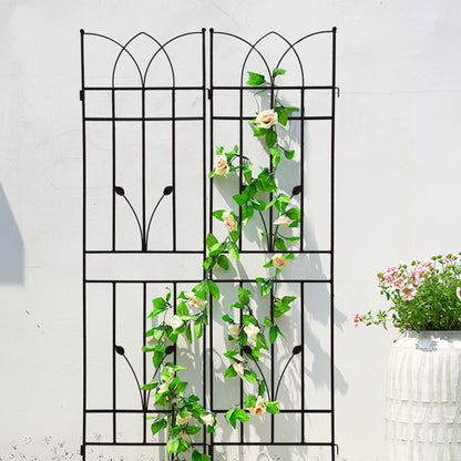 4 Pack Metal Garden Rustproof Trellis For Climbing Plants, Outdoor Flower Support - Black