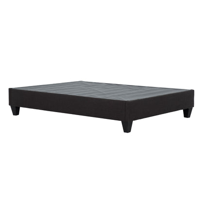 Twin Size, Modern Upholstered Platform Bed Frame, Solid Wood & Plywood Construction - Dark Gray