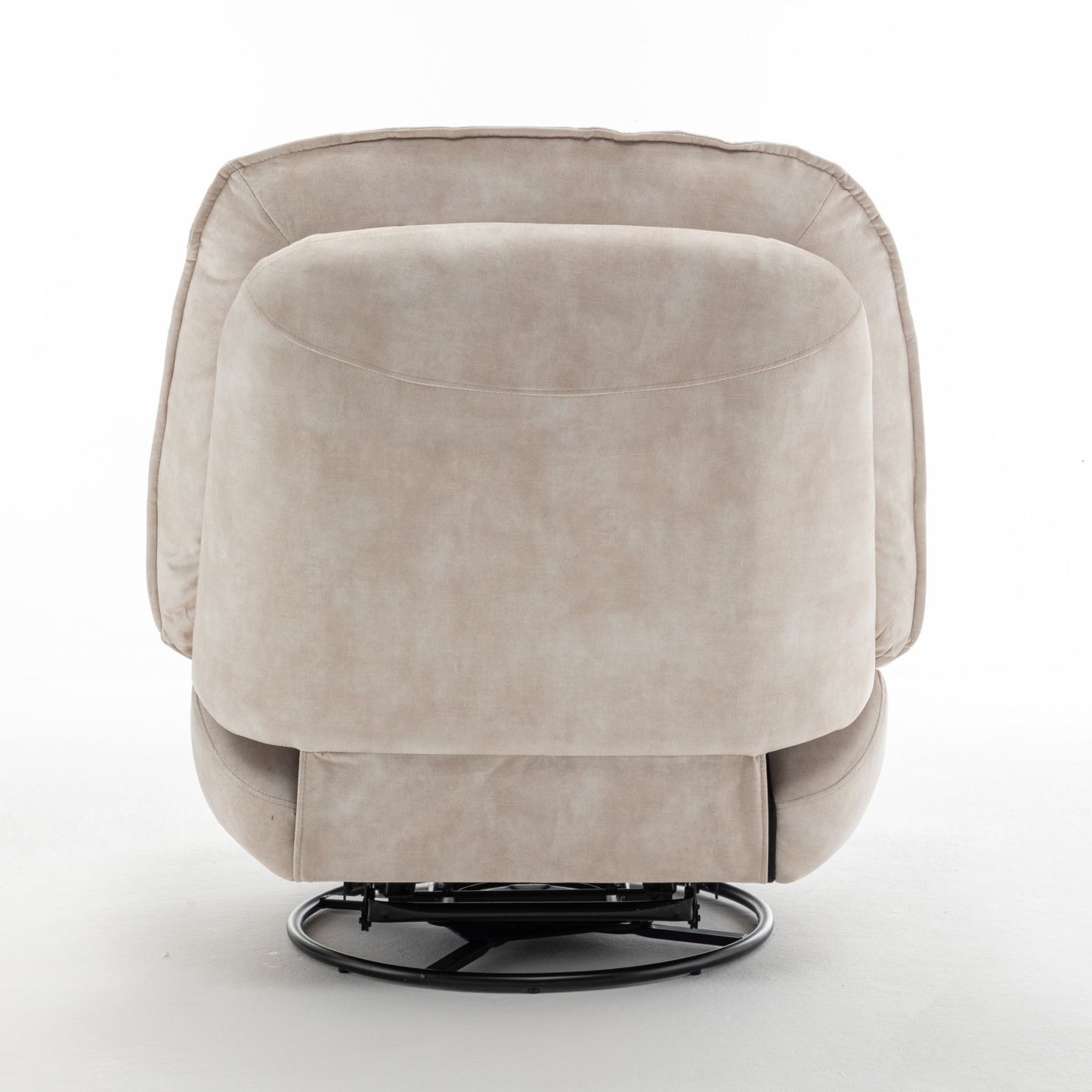 Modern Swivel Gliding Recliner Chair With Rocking Function And Phone Holder - Large Comfortable Reading Chair In Gold Stamped Velvet - Ivory