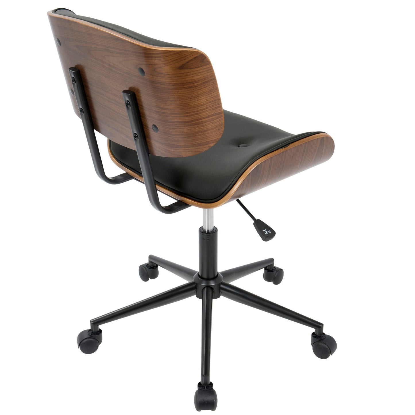 Lombardi - Mid-Century Modern Adjustable Office Chair With Swivel - Walnut / Black