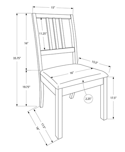 Dining Chair, Side, Upholstered For Dining Room, Transitional (Set of 2) - Brown
