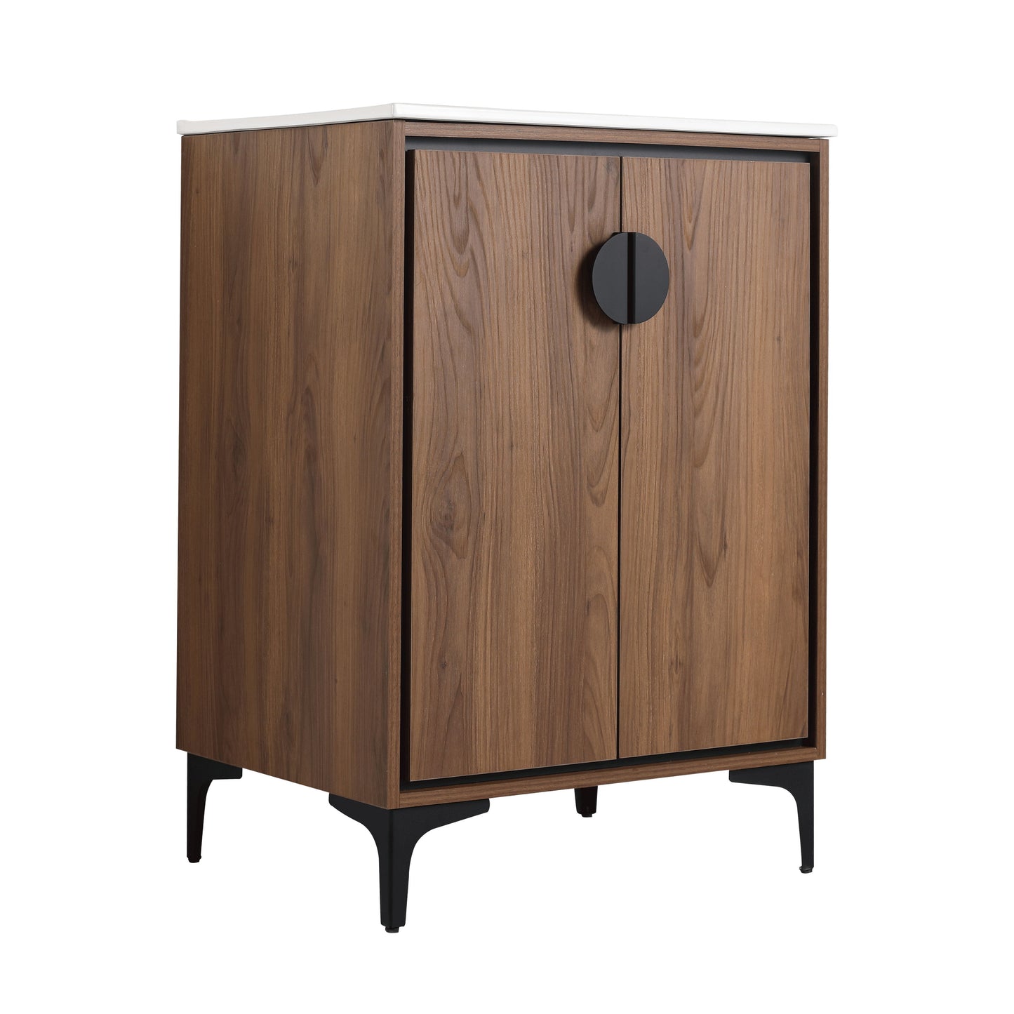 Modern 24'' Bathroom Vanity With Top Sink Storage Cabinet - Brown