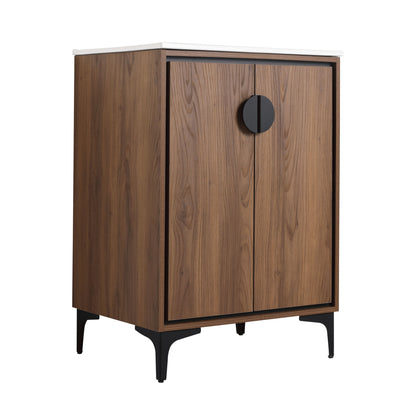 Modern 24'' Bathroom Vanity With Top Sink Storage Cabinet - Brown