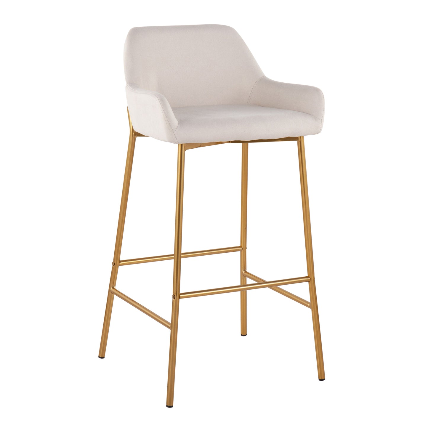 Daniella - Contemporary / Glam Fixed Height Bar Stool (Set of 2) - Gold / Cream