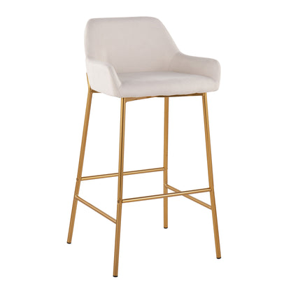 Daniella - Contemporary / Glam Fixed Height Bar Stool (Set of 2) - Gold / Cream