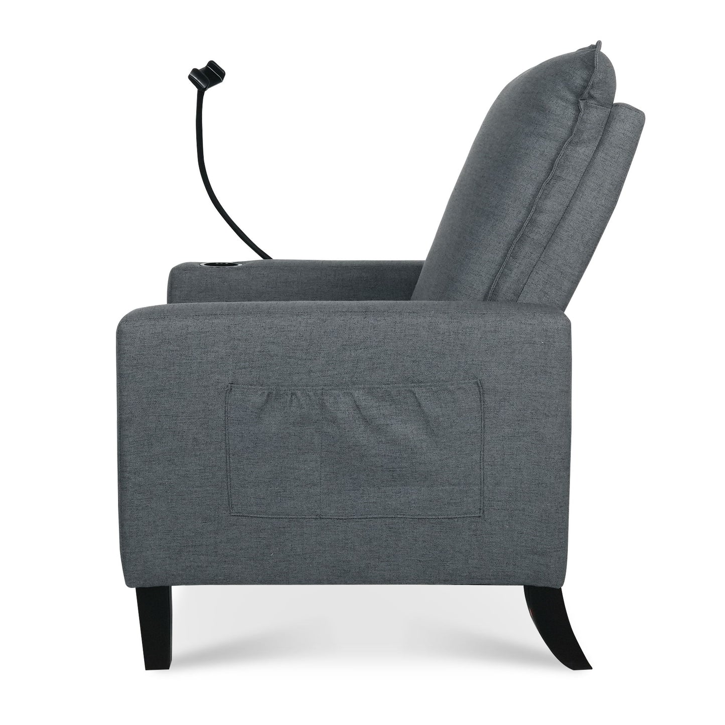 Recliner Chairs For Adults, Adjustable Recliner Sofa With Mobile Phone Holder & Cup Holder, Modern Reclining Chairs Fabric Push Back Recliner Chairs For Living Room, Bedroom - Gray