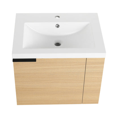 Modern 24" Bathroom Vanity Sink Combo With Spacious Storage And Construction - Oak