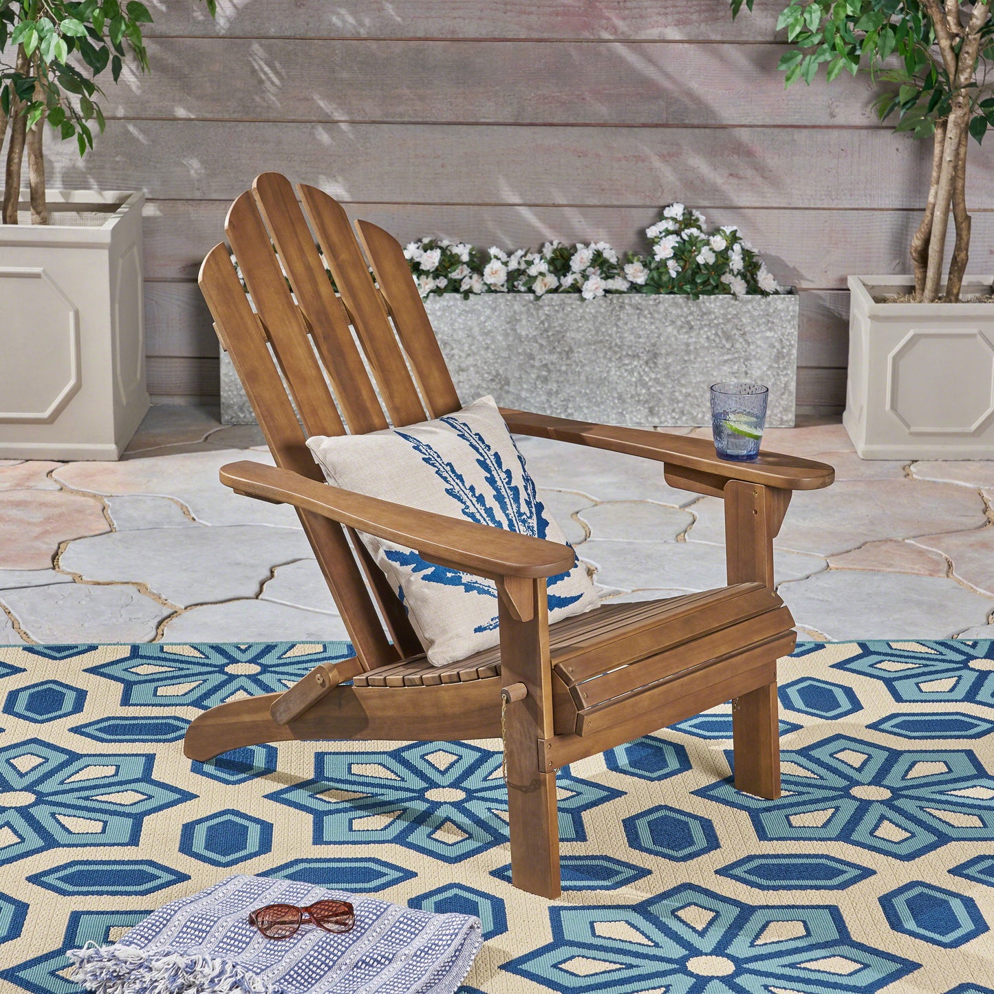 Aurascape - Outdoor Acacia Wood Foldable Adirondack Chair - Dark Brown
