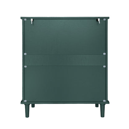 2 Door 2 Drawer Cabinet, American Furniture, Suitable For Bedroom, Living Room, Study - Dark Green