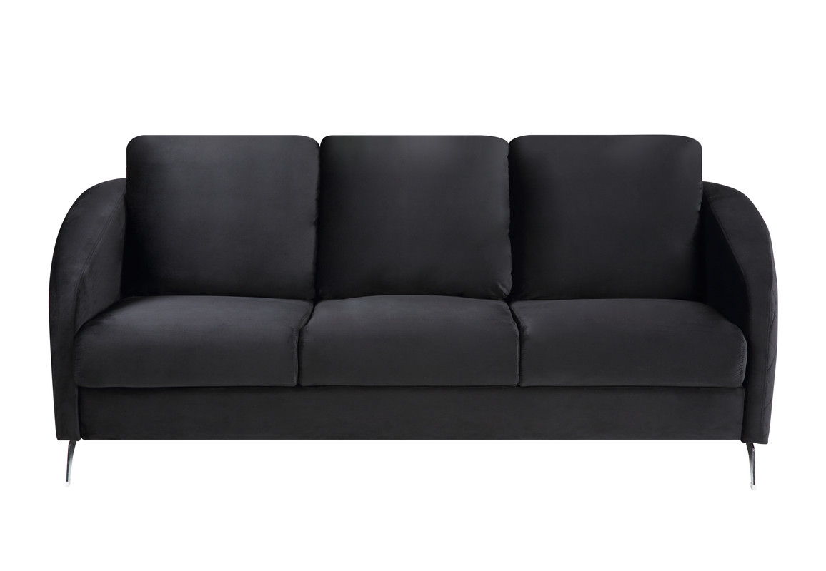 Sofia - Velvet Fabric Sofa, Loveseat Living Room (Set of 2) - Black