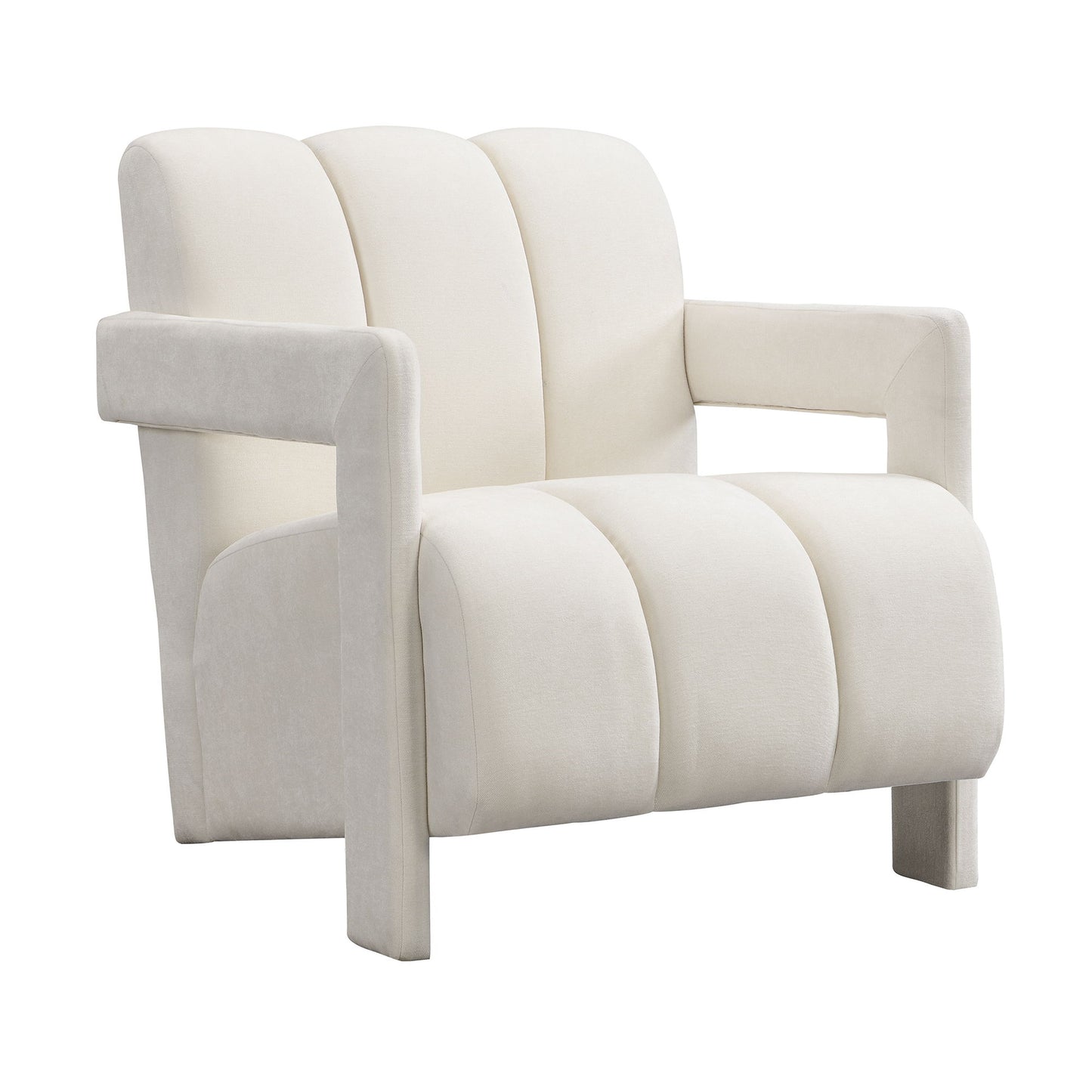 Modern Minimalist Leisure Armchair With L Shaped Armrests For Living Room - White