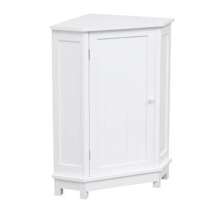 Bathroom Cabinet Triangle Corner Storage Cabinet With Adjustable Shelf Modern Style - White