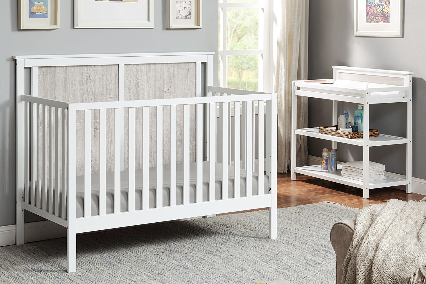 Connelly - Changing Table - White, Rockport Gray