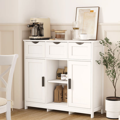 Storage Cabinets, Wooden Floor Cabinet, With Drawers And Shelves Storage Cabinets, Accent Cabinet For Living Room, Bedroom, Bathroom Furniture Home Decor - White