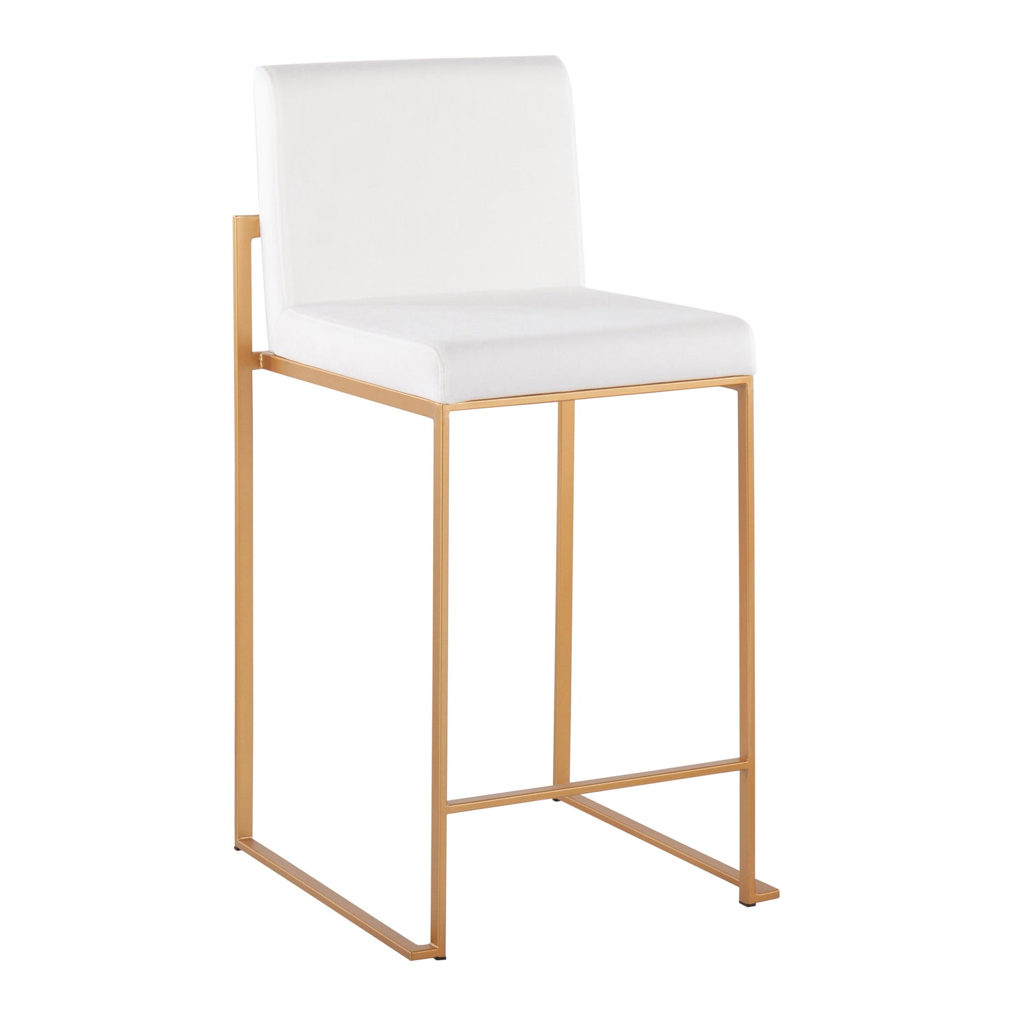 Fuji - Contemporary High Back Counter Stool (Set of 3) - Gold / White