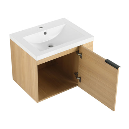 Modern 24" Bathroom Vanity Sink Combo With Spacious Storage And Construction - Oak