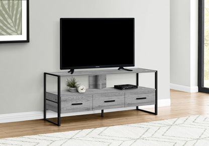 TV Stand, Console, Media Entertainment Center, Storage Drawers, Contemporary, Elegant Design - Gray