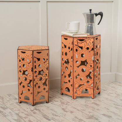 Selva - Accent Table Set Iron Construction - Orange