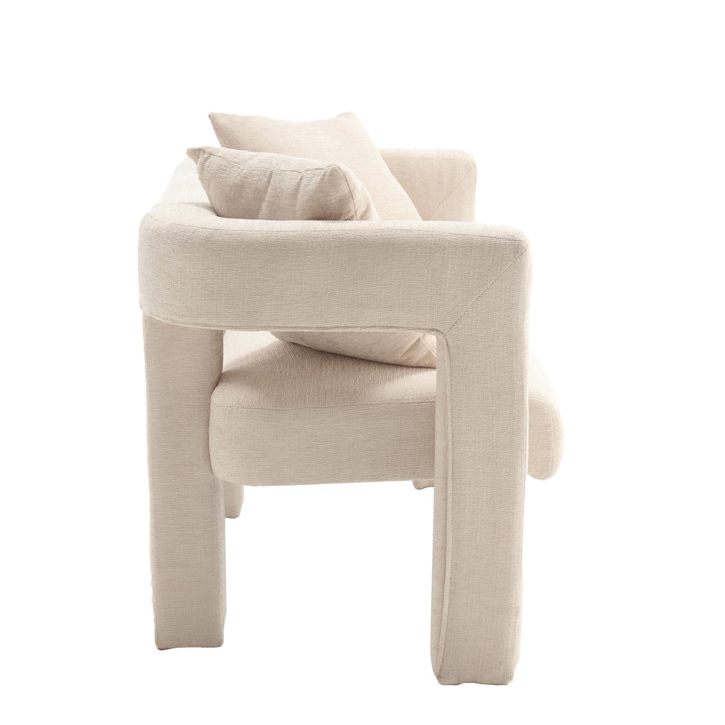 Modern Loveseat Sofa, Comfy Upholstered 2 Seater Sofa - Beige