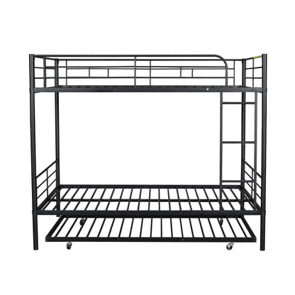 Full Over Full Metal Bunk Bed With Trundle - Black