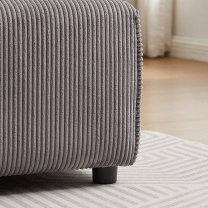 Multi Module Combination Style Sofa For Living Room And Other Lounge Spaces, Modern Minimalist Corduroy Combination Sofa With 2 Comfort Cushions With USB & C Charging Ports - Gray