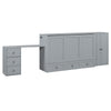 Queen Size Murphy Bed With USB Port, Large Drawer, And Wardrobe / Desk Combo Versatile Cabinet Bed - Gray