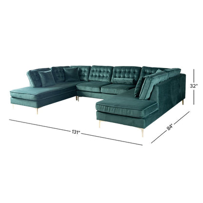 Brooke - U Shape Corner Sofa - Green