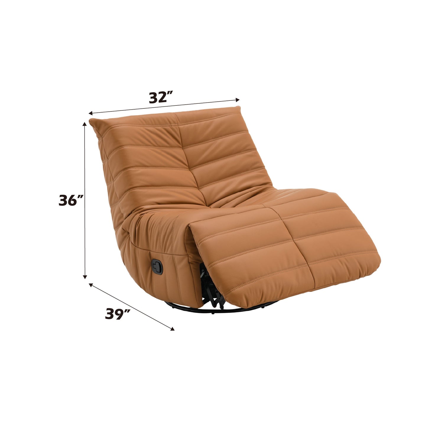 Talmon - Synthenic Leather Glider Recliner With Swivel - Orange
