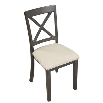 5 Pieces Dining Table And Chairs Set For 4 Persons, Kitchen Room Solid Wood Table With 4 Chairs - Gray