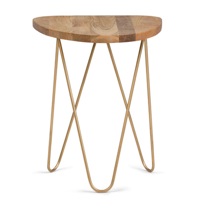 Patrice - Wood Accent Table - Natural / Gold