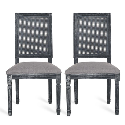 French Country Dining Chair Set With Upholstered Seats And Weathered - Gray