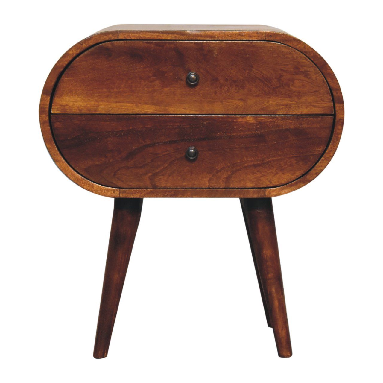 Large Circular Bedside Table - Brown