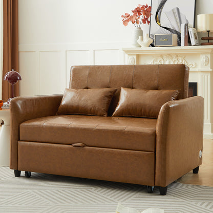 Convertible Sleeper Bed, Adjustable Oversized Armchair With 3 USB Ports For Small Space - Brown