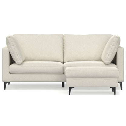 Ava - Mid Century Sofa With Ottoman Set, Upholstered - Cream