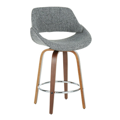 Fabrico - Mid-Century Modern Counter Stool (Set of 2) - Walnut / Gray