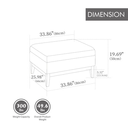 Upholstered Wood Base Storage Ottoman With Reversible Lid Coffee Table, Foot Stool Square Footrest With Rubberwood Legs For Living Room Bedroom Entryway And Office - Ivory