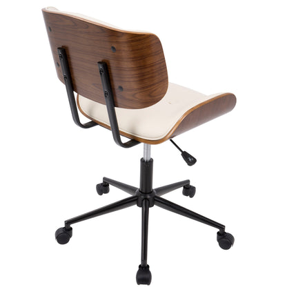 Lombardi - Mid-Century Modern Adjustable Office Chair With Swivel - Walnut / Cream