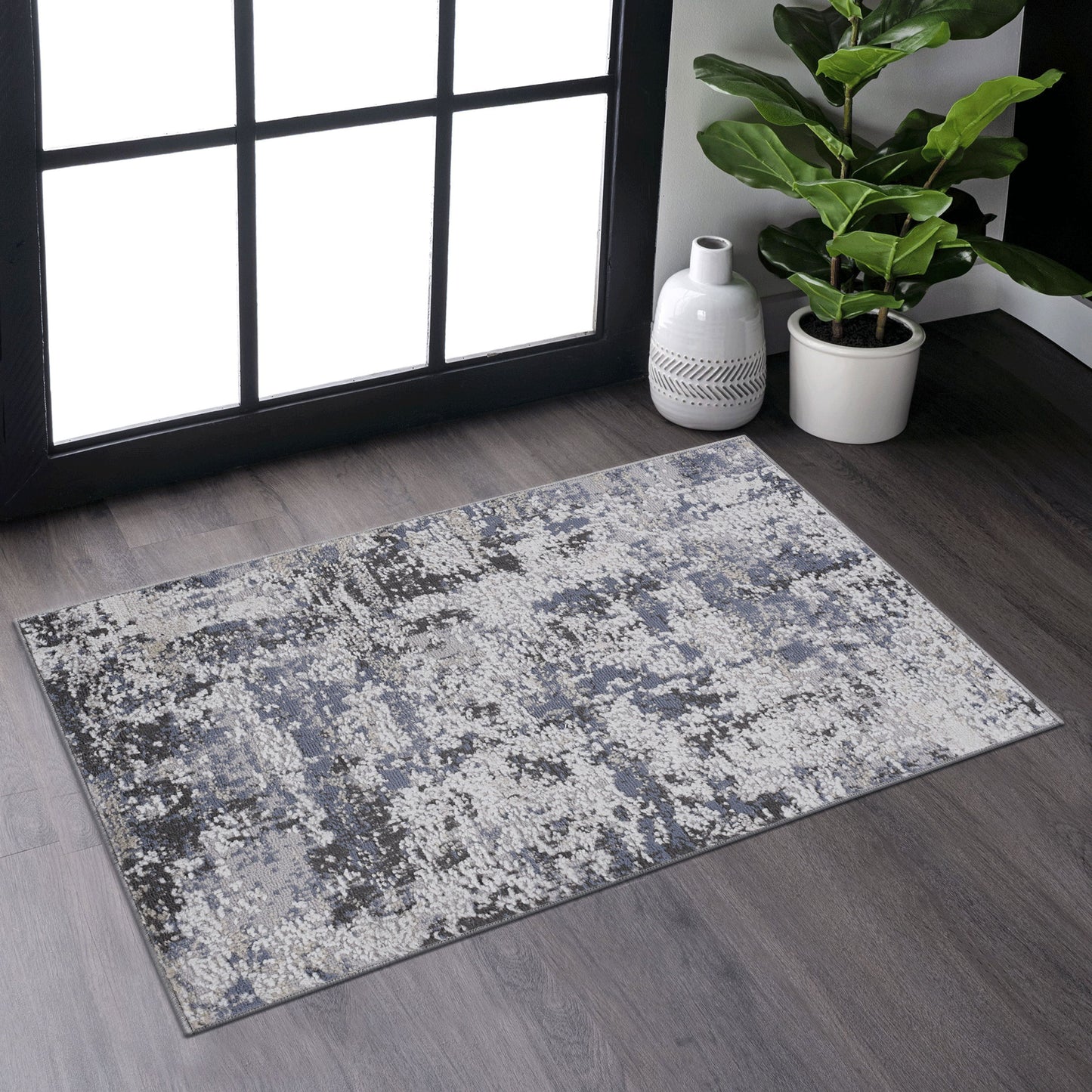 Payas - 2' X 3' Abstract Area Rug - Gray / Denim
